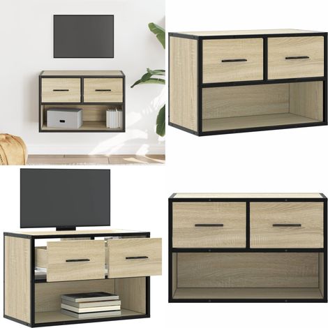vidaXL TV-Schrank Sonoma-Eiche 60x31x39,5 cm Holzwerkstoff und Metall (1/5)