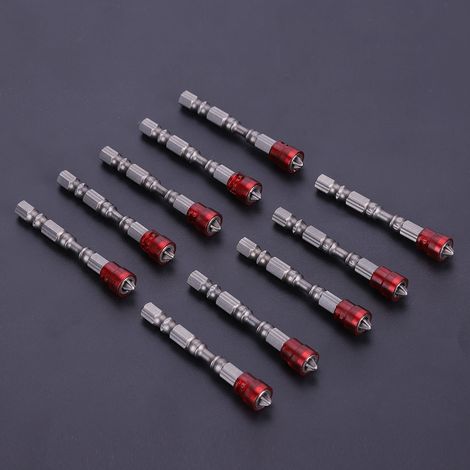 10 Stück 1/4-Zoll-Sechskantschaft PH2 Magnetische Schraubendreherbits für elektrische Schraubendreher (Roter Magnet) (1/5)