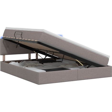 Maison Exclusive - Letto con contenitore LED e materasso Tortora 160 x 200 cm (1/5)