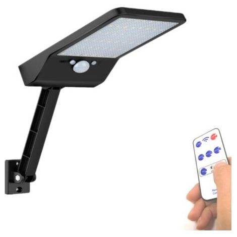 Lot de 2 lampes solaires d'extérieur avec détecteur de mouvement, 48 LED, avec télécommande, étanches, pour jardin, cour, garage