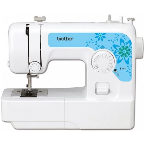 Máquina de coser mecánica compacta blanca Brother J14S
