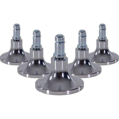 5x Bodengleiter Stand C Stift 11mm / 65mm Standfüße (5er Pack) Alu verchromt silber hjh OFFICE (1/5)