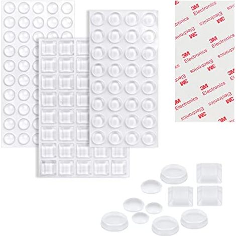 172pcs Pattes adhésives en caoutchouc transparent, tampons de protection 4 tailles, pattes silicone transparentes, tampons adhésifs transparents, protections de porte et meubles souples