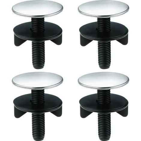 Lot de 4 caches trous pour évier, bouchons pour robinet, plaques en inox et métal, noir (1/5)