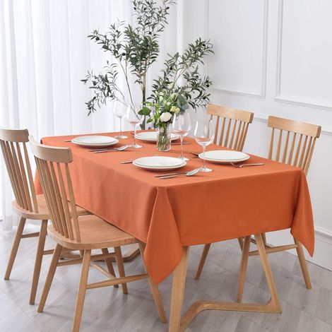 Mantel rectangular texturizado, impermeable, resistente a manchas y arrugas, 120 x 170 cm - Naranja (1/5)