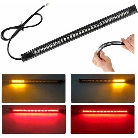 Ultradünne Motorrad-Rücklichtleiste 48 LED 2835 3014 SMD - 12V Universal Flexible LED-Leiste - LED-Bremsassistent-Blinker-Kennzeichenbeleuchtung für Motorräder (Rot + Gelb), (1/5)