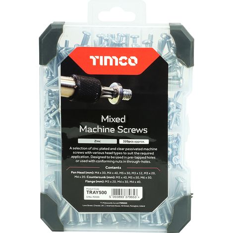 TIMCO Machine Silver Screws Mixed Tray - 320pcs