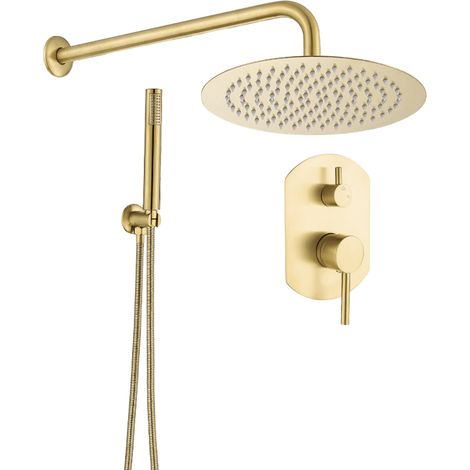 Conjunto de ducha empotrada monomando redonda NALA oro cepillado  Ø 20cm Dorado (1/4)