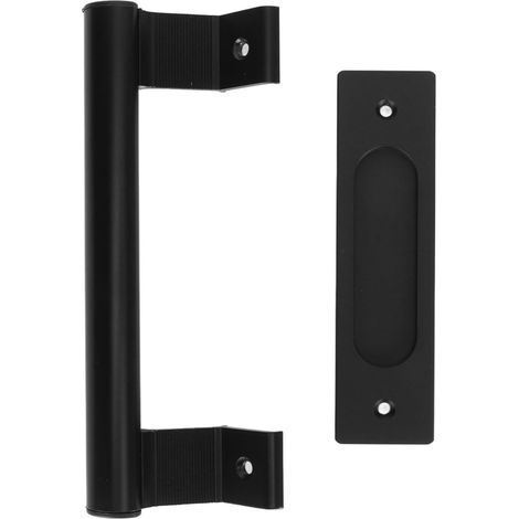 Poignée de porte coulissante, double face, universelle, noire, en alliage d'aluminium, pour portes de grange, quincaillerie pour la maison et la chambre (1/5)