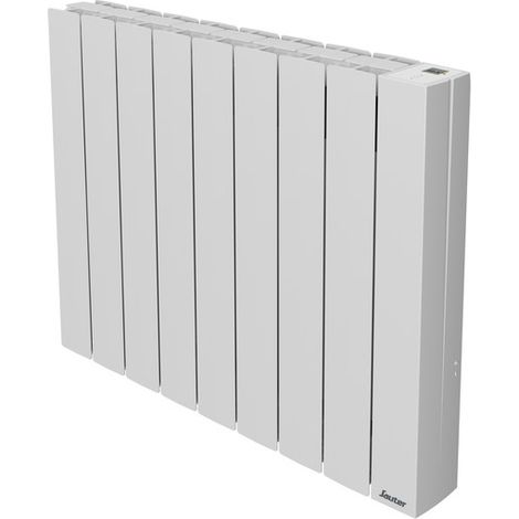 Sauter – Radiateur à inertie fluide 1500 W – Surface de chauffe 15 m² – Horizontal 73.2 cm – Thermostat électronique – Aluminium blanc