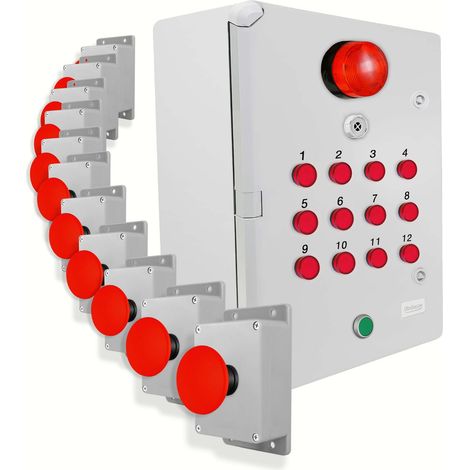 Système identification alerte sans-fil 300m - 11 boutons coup de poing / Sirène / Flash / LEDs / Bouton d'arrêt (DA600+) (1/5)
