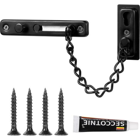 Chaîne de sécurité Chaîne de Porte en Acier Inoxydable Chaînes de Porte de Sécurité avec Vis et Colle à Clous pour Portes