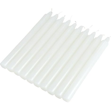 Set di 10 candele per uso domestico, 20 cm, bianche
