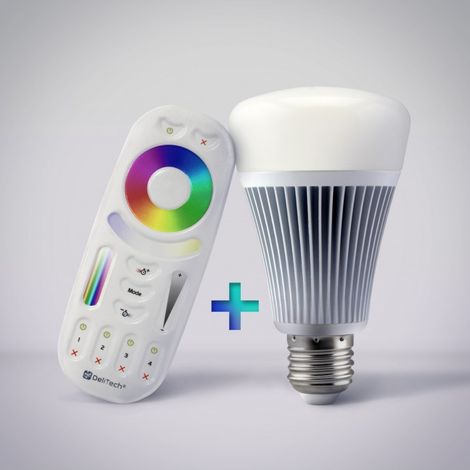 Kit ampoule LED E27 RGB + CCT 9W + Télécommande - Maestro™ - DeliTech® (1/4)