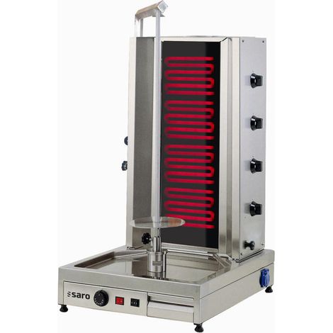 Grill Kebab Électrique - Inox - 80kg - 4 Éléments - 530x650x780mm - Saro