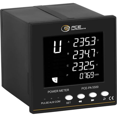 PCE Instruments PCE-PA 5500 Analyseur de réseau triphasé, monophasé Mesures de l'énergie, Écran graphique (1/3)