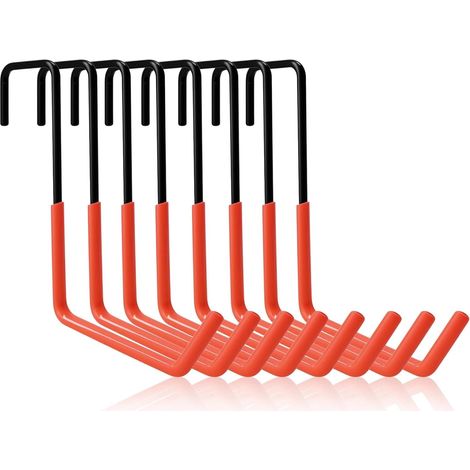 8 Pièces Crochet Vélo Garage, Robuste Accroche Vélos, Grand Support Vélo en Forme de S, pour Suspendre des Vélos, des Pots de Fleurs, des Outils de Jardin, Noir et Orange (1/5)