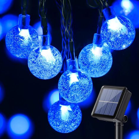 Guirlande Lumineuse Solaire, BrizLabs 13.8M 60 LED Guirlande Guinguette Exterieur Cristal Boules 8 Modes Imperméable Intérieur Lumières Décorative pour Jardin Terrasse Mariage Fête Noël, Bleu (1/5)