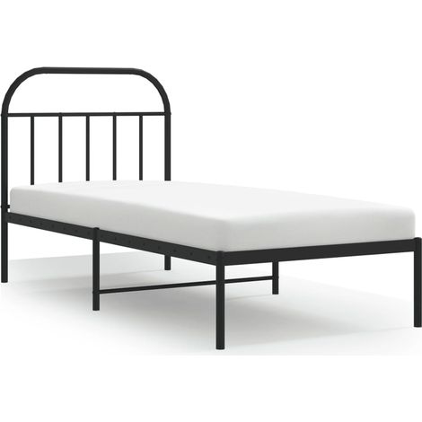 Lit simple,Lit adulte,Cadre de lit métal sans matelas avec tête de lit noir 90x190 cm CFW3072958 (1/5)