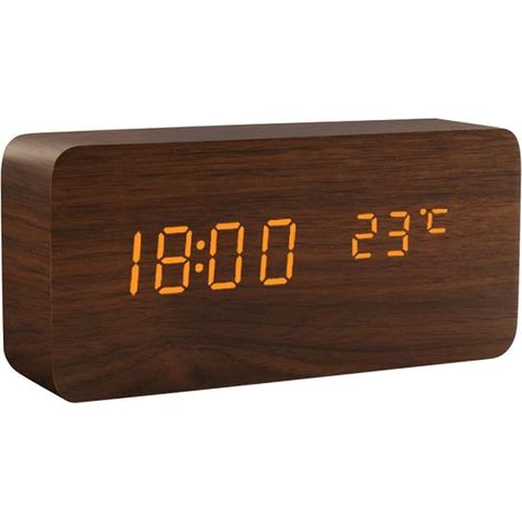 MINKUROW Mesa De Escritorio Led De Madera Con Control De Sonido Multicolor Pantalla De Fecha Usb / Aaa - Marrón (1/5)