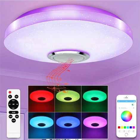 Plafonnier LED 36W Dimmable Haut-parleur Bluetooth Lumière avec Télécommande/App Contrôle Changement de Couleur RGB, Lampe de Plafond pour Cuisine/Chambre/Salle de Bain/Salon/D'Enfants (1/5)