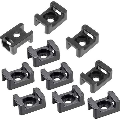Lot de 50 supports de serre-câbles, avec trou de vis de 5 mm (M5), bases fixes pour câbles, pour maison, bureau, extérieur et jardin, noir (1/5)