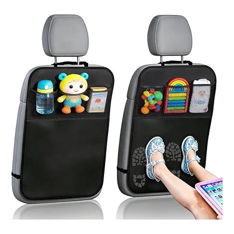 2 Pièces Protection Dossier Voiture, Organisateur Siege de Voiture Enfant avec 3 Grandes Poches, Enfant Imperméable Anti-salissures pour Éviter Rayures ét Saleté, pour Plupart des Véhicules (1/5)