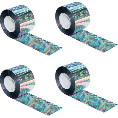 Bird Repellent Tape, 4 Rolls of 2.4cm x 80m Reflective Double-Sided Bird Repellent Tape, Pigeon Scare Tape, for Gardens, Orchards (1/5)
