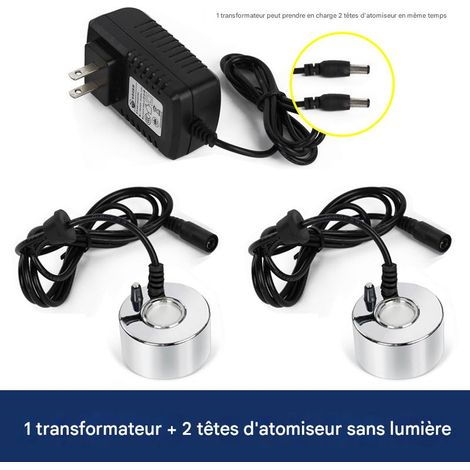 Humidificador ultrasónico de 2 cabezales, uno o dos cabezales atomizadores, sin luz + transformador, gran volumen de niebla. (1/5)