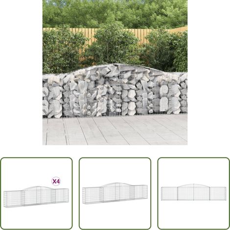 Schalldämmung -  Gabionen mit Hochbogen 4 Stk. 400x50x80/100cm Verzinktes Eisen (1/5)
