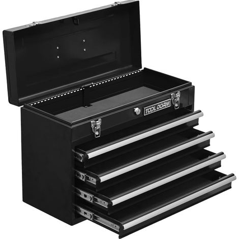 Boîte à outils, 4 tiroirs, sécurité verrouillable, Noir (1/2)