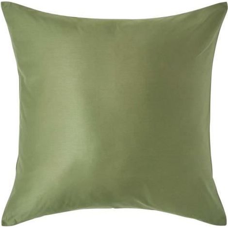 1 Taie d'oreiller, Coton Bio, 60x60 cm, Vert Mousse, Fermeture éclair, Chambre à coucher (1/4)