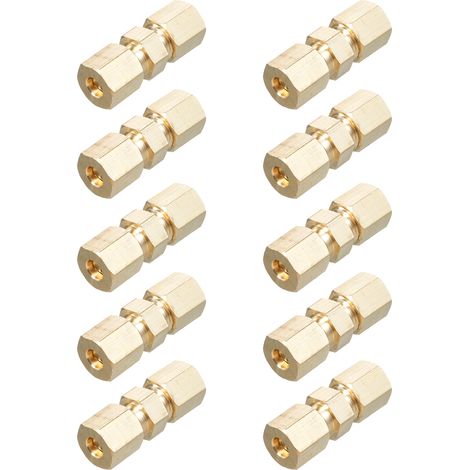 Ausla 3/16 Zoll Kompressionsverschraubung, Premium-Bremsleitungsadapter aus Kupfer und Messing, Schnellmontage, 5er-Pack für Lkw und Anhänger (10er-Packung)