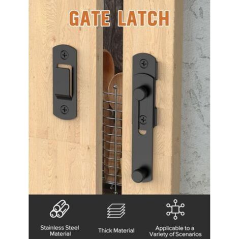 Linghhang – Serrure de porte coulissante de grange en acier inoxydable – Loquet de sécurité à bascule pour installation 360° – Pour portes en bois dur