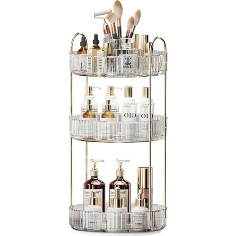 Organisateur de maquillage - 2 ou 3 tiroirs, rangement pour maquillage, support rotatif à 360°, blanc (1/5)