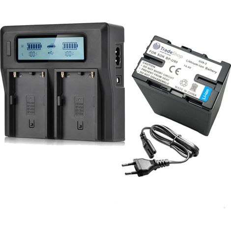 Trade-Shop 2in1 Set: Li-Ion Akku 7200mAh + Dual USB LCD Ladegerät kompatibel mit Sony PMW-EX1, PMW-EX1r, PMW-EX3, PMW-F3, PMW-F3K, PMW-F3L, PMW-100 (1/5)