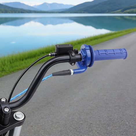 7/8 Zoll Gasgriff & Kabel Kit für Motorrad/ATV 50-250cc, TPR-Griffe, Aluminium, Einfache Installation (Blau) (1/5)