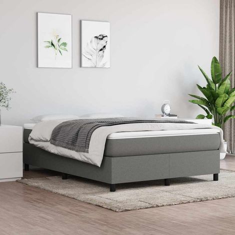 Cama box spring con colchón tela gris oscuro 140x190 cm (1/5)