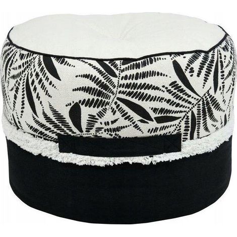 Beliani ZIANA Pouf Schwarz und Weiß Durchmesser 40 cm