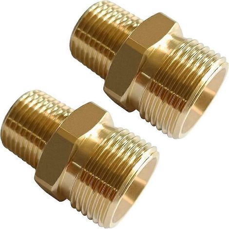 Lot de 2 laiton High nettoyeur haute pression adaptateur M22 14mm External filetage X 3 8inch NPT External filetage (1/5)
