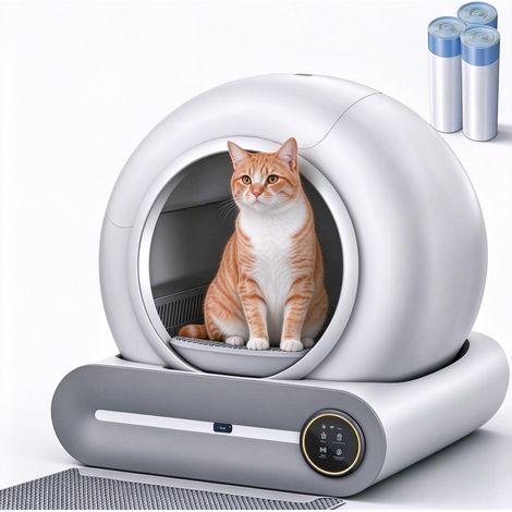 Litière Chat Autonettoyante XXL 65L Désodorisation Ionique Electrique (1/5)