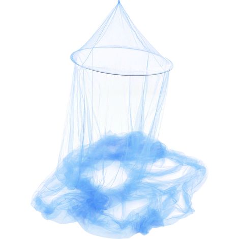 Moustiquaire d'été pour la chambre à coucher, en fibre de polyester respirante, à suspendre au lit, pour bébé et adulte, bleue. (1/5)