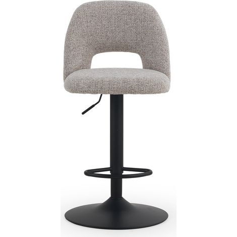 Set aus 2 höhenverstellbaren Hockern, bezogen mit cremefarbenem Chenille und mit taupefarbenen Metallbeinen (1/5)