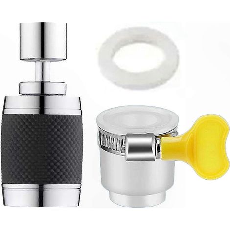 Küchenarmatur mit 360° drehbarem Duschkopf, Wasserspar- und Druckadapter, integriertem Spülbeckenfilter und Schwenkauslauf-Armaturenaufsatz (1/5)