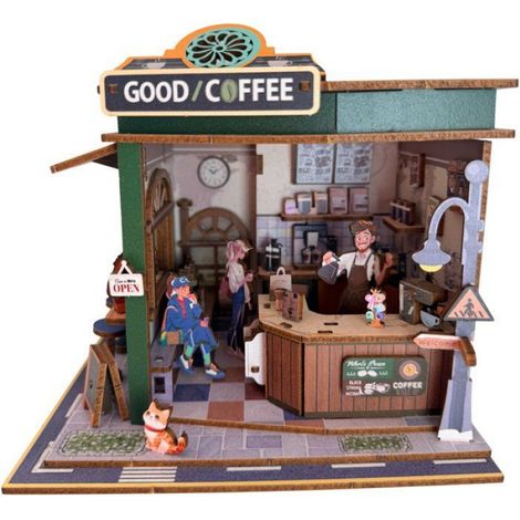 Book Nook - Kit DIY à construire Maquette 3D Serre Livre - Coffee Shop Nookland - 16 x 14 x 16 cm (1/5)
