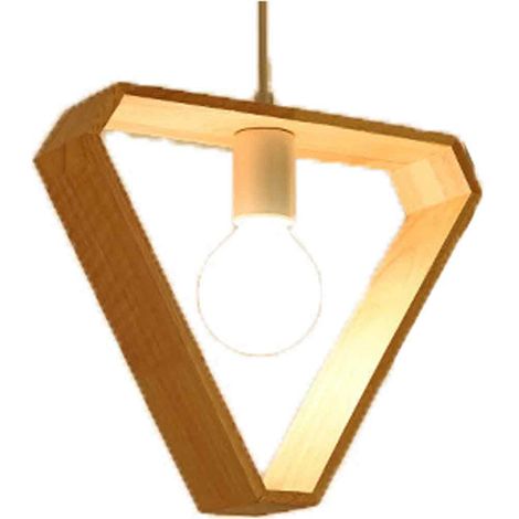 Lustre - Suspension Triangle En Fer Et Bois - Pour Salon Salle À Manger Chambre Couloir - 1 Pièce