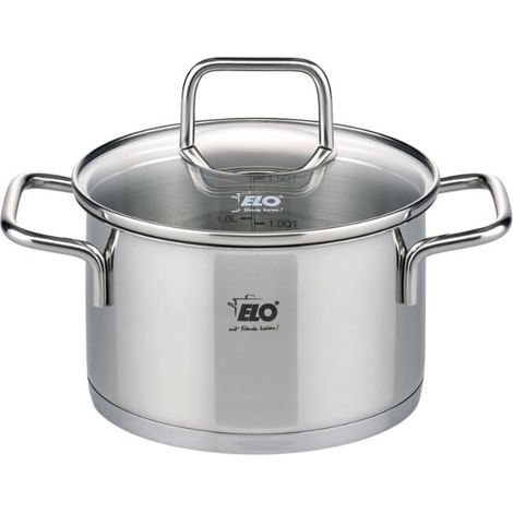 Elo 7241426 - Pentola in acciaio inox, con coperchio in vetro, 1,2L, adatta a tutti i tipi di luci, 14 x 9,5 cm (1/4)