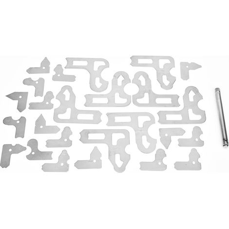 Jeu de 17 jauges de rayon en acier inoxydable, échelle fractionnaire 1/64 à 1/2 pouce, avec support (1/3)