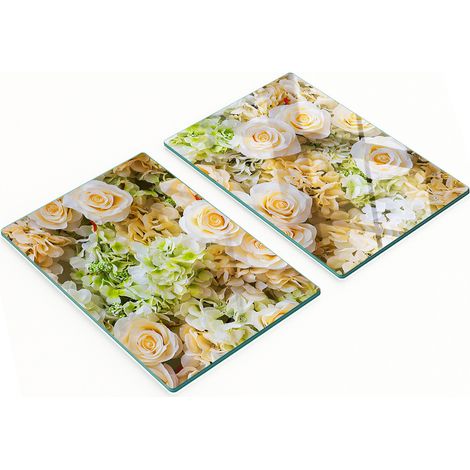 Tablas decorativas multifuncionales de cocina con rosas de vidrio templado, 2x40x52 cm. (1/5)