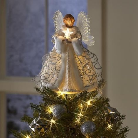 Décoration de sapin de Noël en forme d'ange LED, étoile, ange de Noël, décorations de sapin de Noël (1/5)